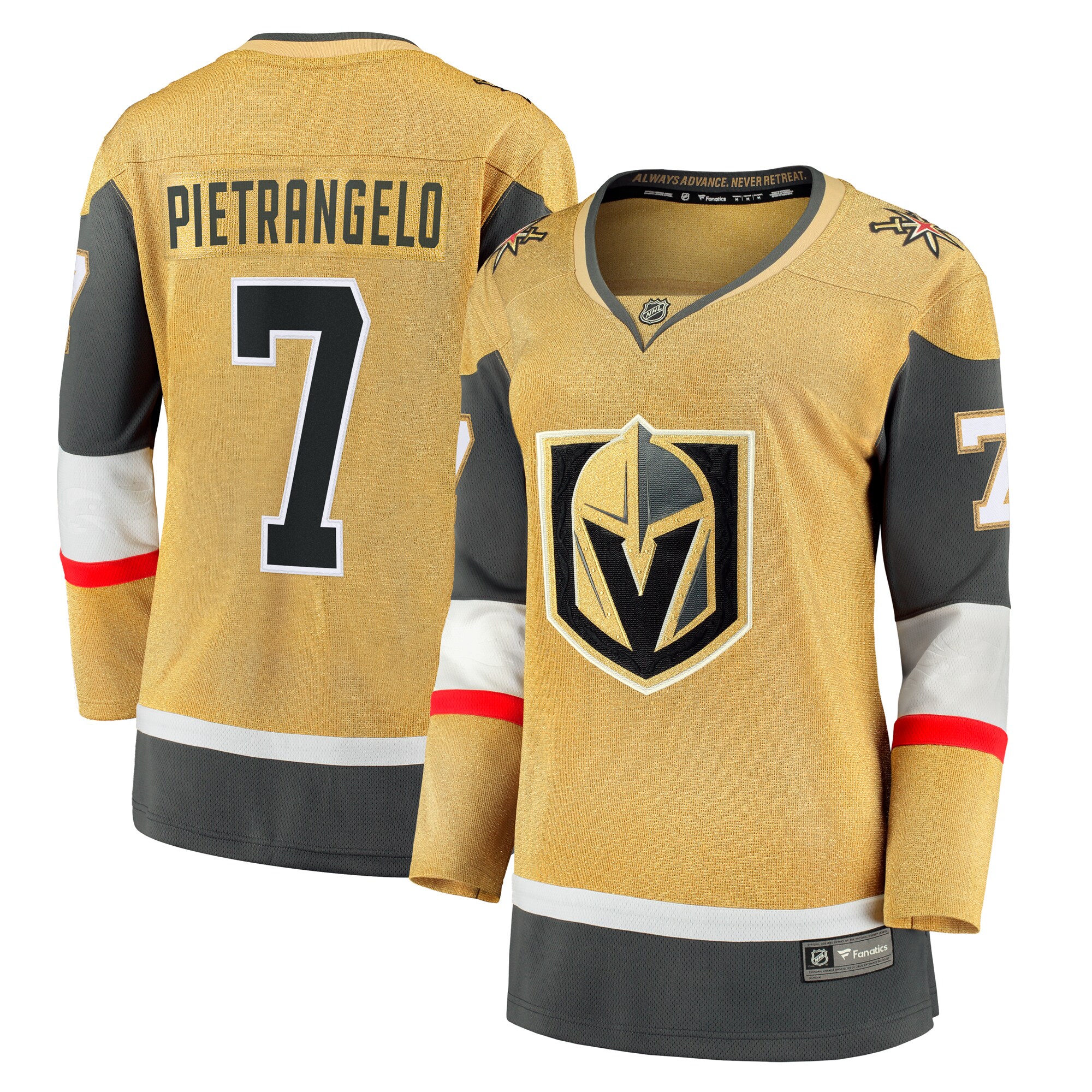 Women's Vegas Golden Knights Alex Pietrangelo Gold Home Breakaway Player Jersey