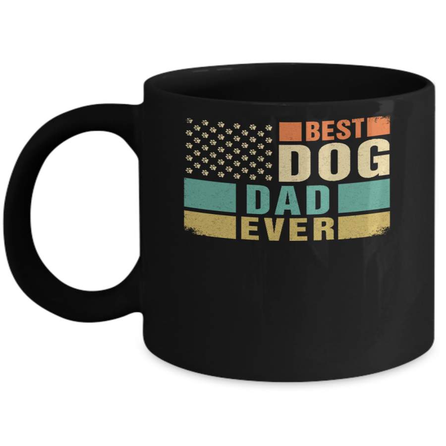 Vintage Retro BEST DOG DAD EVER American Flag Fathers Day Mug