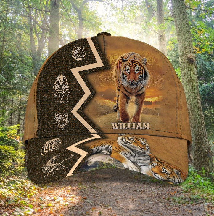 Customized Yellow Tiger King 3D Baseball Cap For Him, Tiger Hat For Tiger Lovers