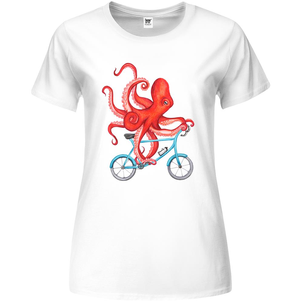 Cycling Octopus Premium Womens T Shirts