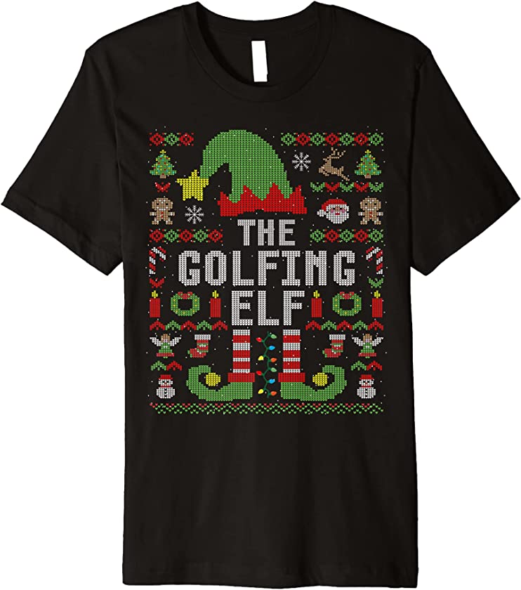 The Golfing Elf Ugly Christmas Matching Family Group Premium T-Shirt