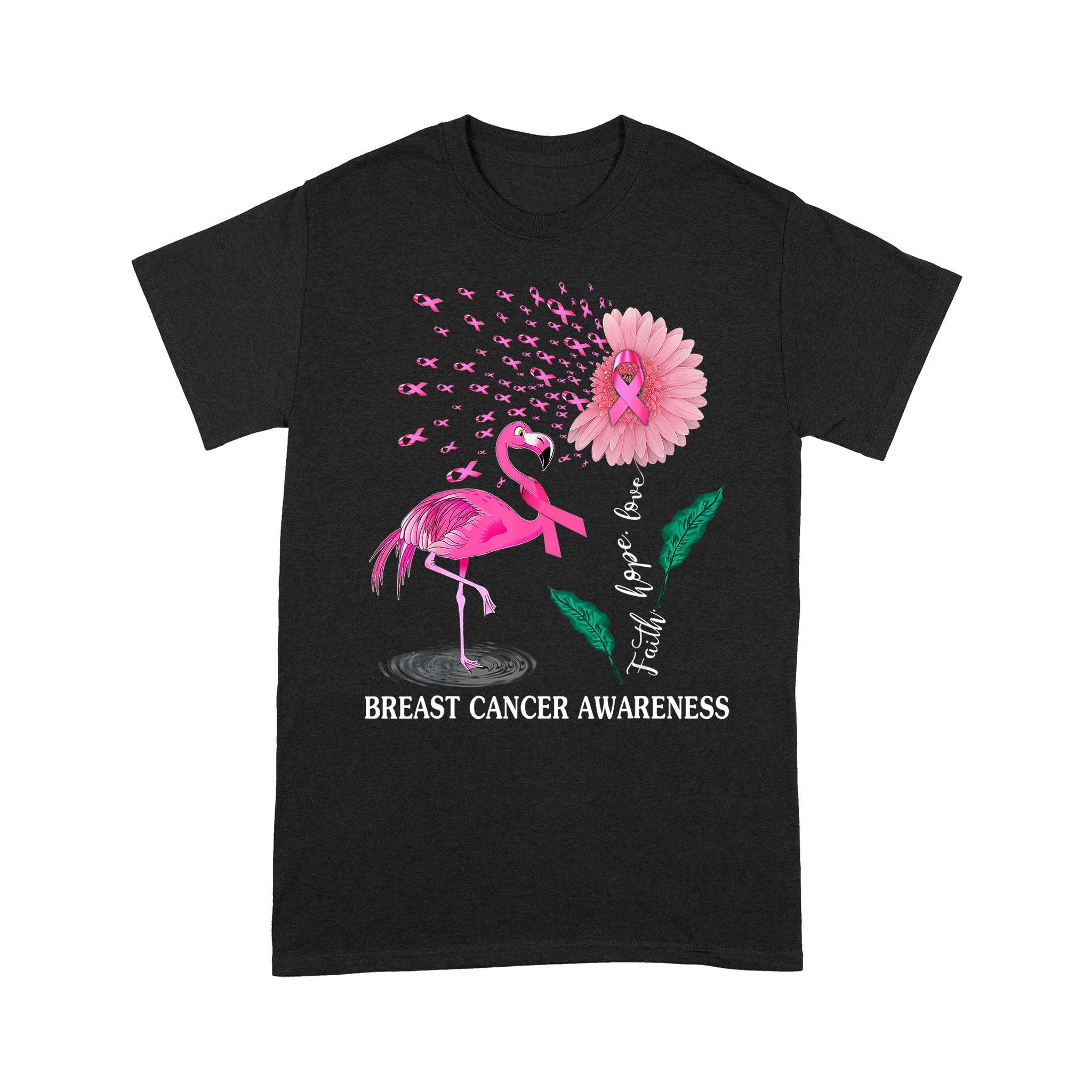 Flamingo Shirt Faith Hope Love Pink Flamingo Ribbon Breast Cancer Awareness Faith Breast Cancer Shirts