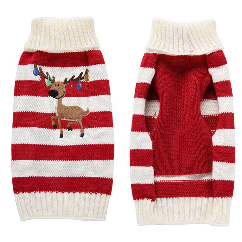 Christmas Dog Sweater Cute Cartoon Reindeer Xmas Pet Costume Puppy Cat Warm Clothes For Small Dogs Chihuahua Pug Winter Clothing alx