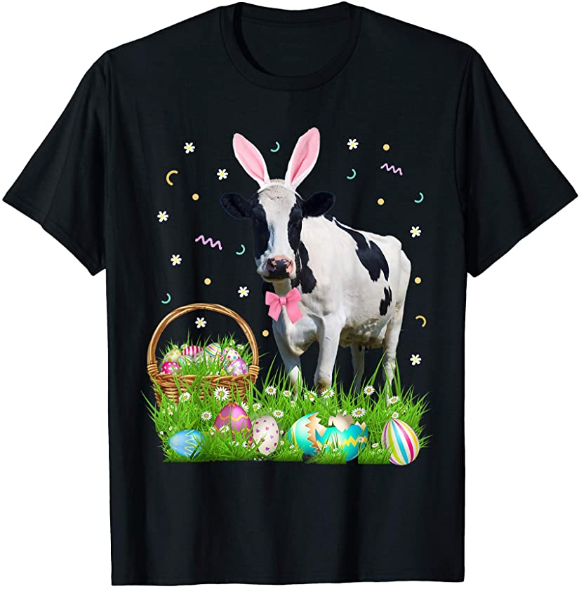 Cute Cow Easter Day Bunny Eggs Easter Costume Gift Mens T-Shirt