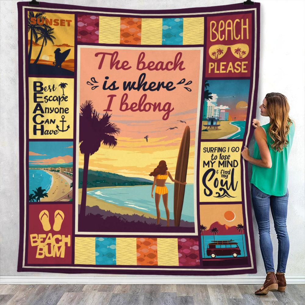 Beach Girl Fleece Blanket, Sherpa Blanket, Gift For Parent, Family Member, Friends Gift, Christmas Gift, Home Decor, Home Living – Up2