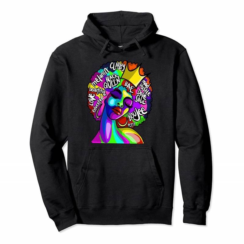 Black Queen Painted Art Powerful Black Words Retro African Pullover Hoodie, T-Shirt, Sweatshirt, Tank Top, Racerback, Dolman