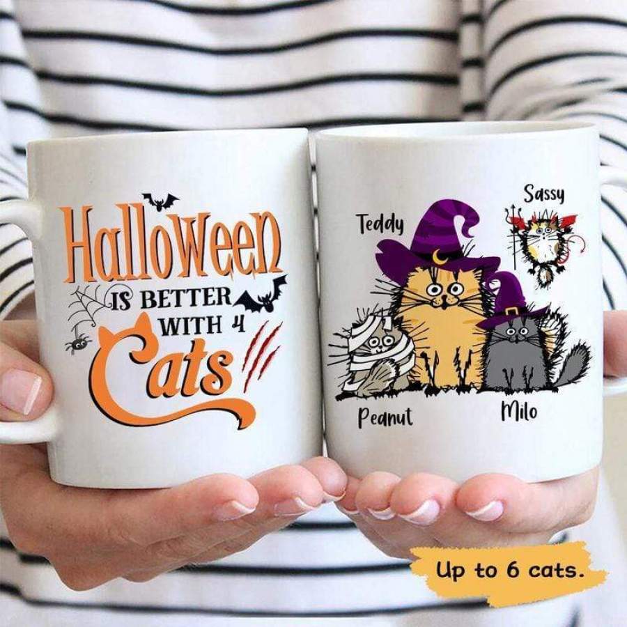 Halloween Is Better With A Fluffy Cat Personalized Mug