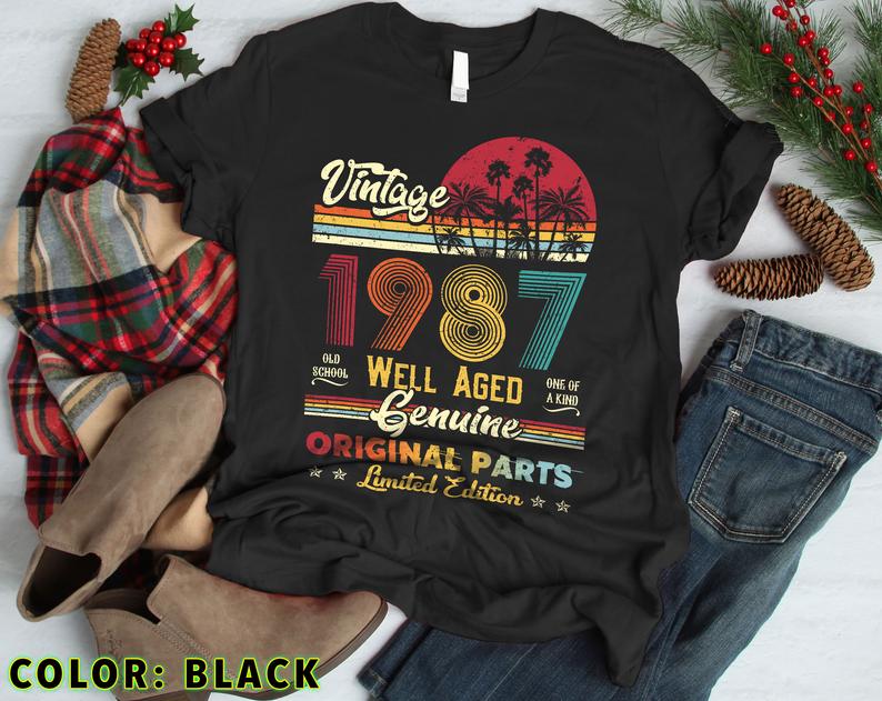 Vintage 1987 Original Parts T Shirt, 34th Birthday Gifts Shirt, 1987 Birthday Shirts, 1987 tshirt, 34th Birthday Gifts For Him – Her