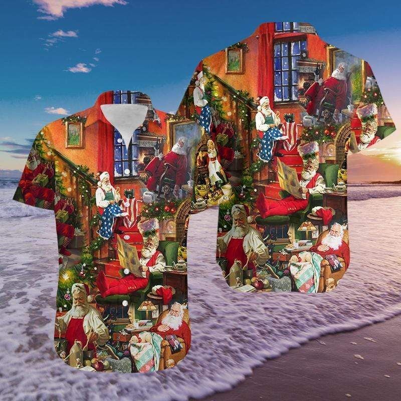 Buy Santa Claus In Daily Life Unisex Hawaii Aloha Shirts Ha71013