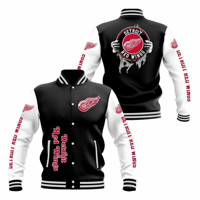 Detroit Red Wings Black Baseball Jacket