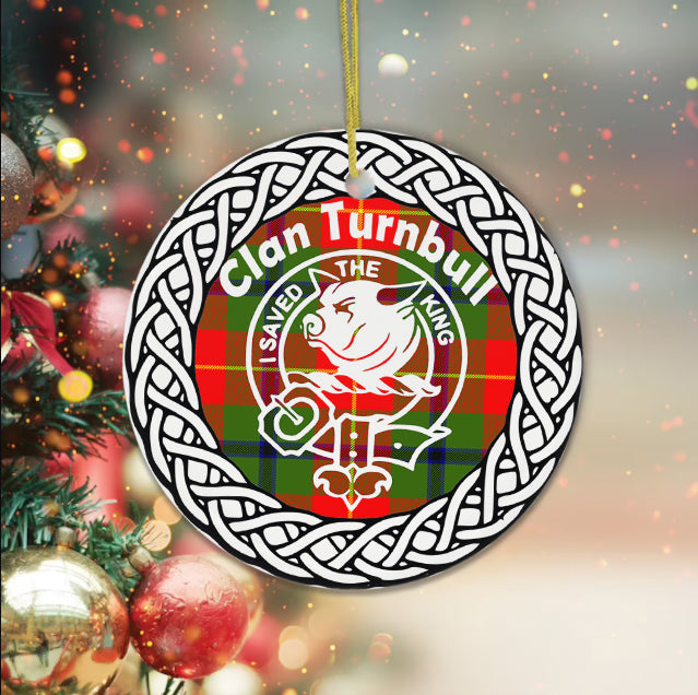 Turnbull Clan Tartan Crest Badge Plaid Ornament Gift. Christmas Tree Ornament Tartan Ornament Great Christmas Ornaments Gift