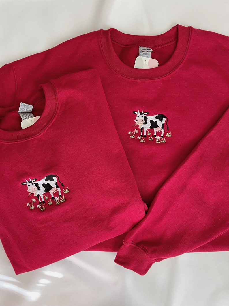 Cow Embroidered Sweatshirt 2D Crewneck Sweatshirt All Over Print Sweatshirt For Women Sweatshirt For Men Sws2959