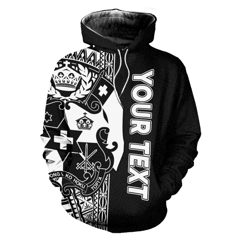 Tonga Personalised Custom Polynesian Hoodie – Black Line All Over Print