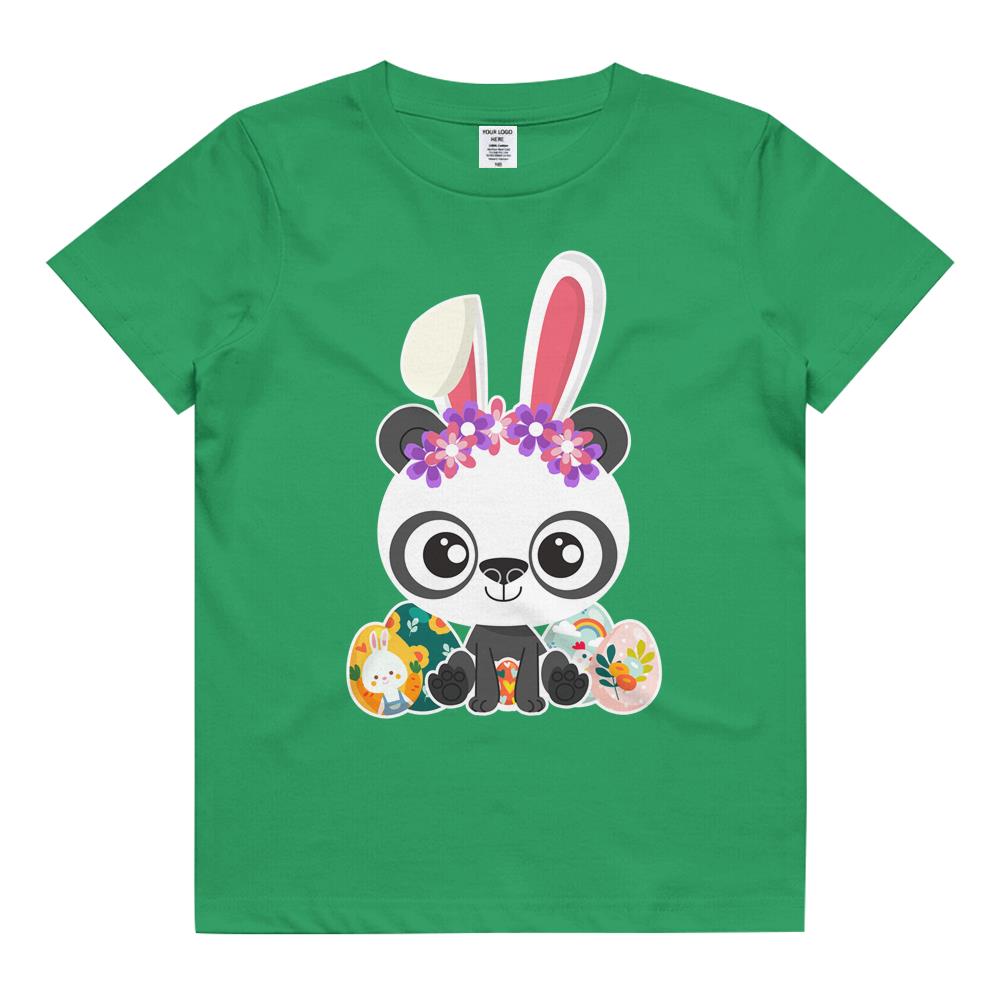 Cute Easter Panda Bunny Eggs Hunting Kids T Shirt