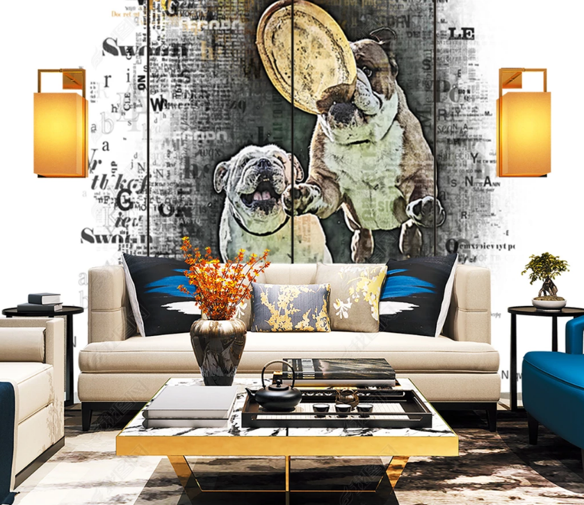 3D Hand Drawn Animal Shar Pei Wall Mural Wallpaper Lqh 71