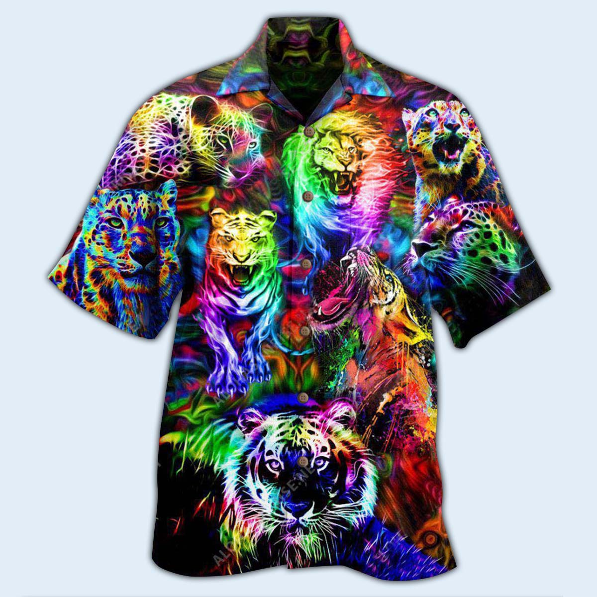 Animals King Of The Jungle Lion Tiger Leopard With Full Colors Hawaiian Shirt