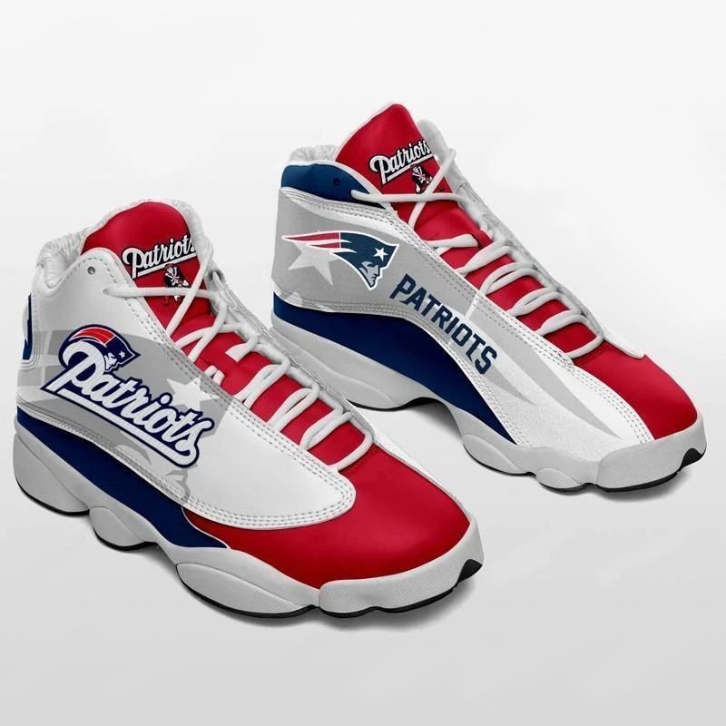 Red Blue Themed New England Patriots Logo Air Jordan 13 Printing Shoes Sneaker