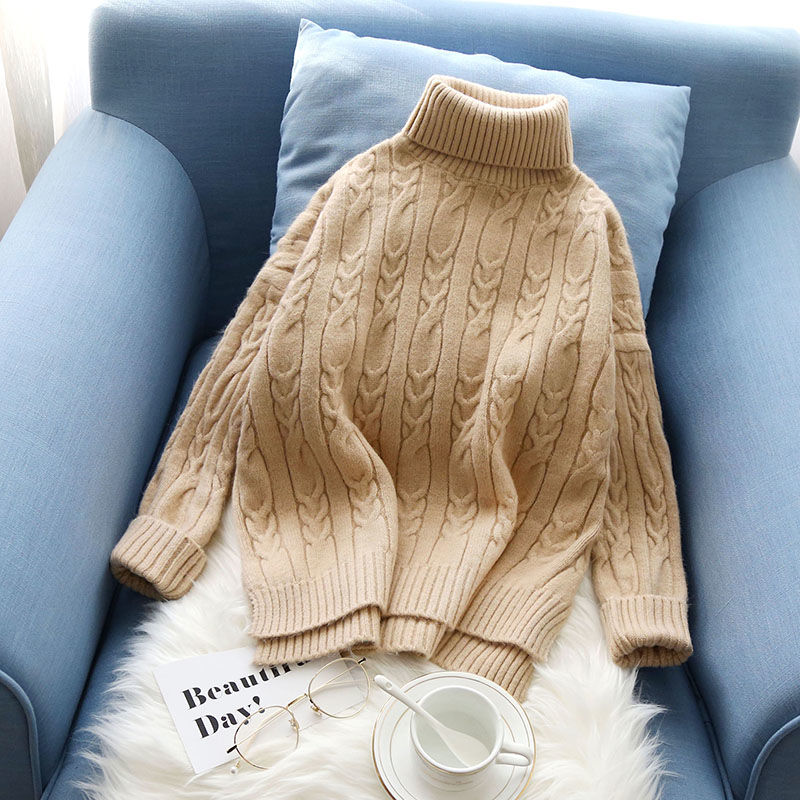 White Turtleneck Sweater Women 2022 New Loose Korean Student Pullover Warm Autumn and Winter Knitted Women’s Sweater Pullover alx