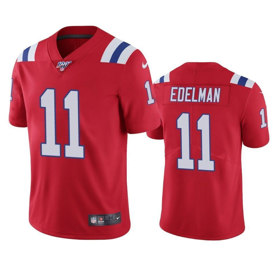 New England Patriots Julian Edelman Red 100Th Season Vapor Limited 3D Jersey