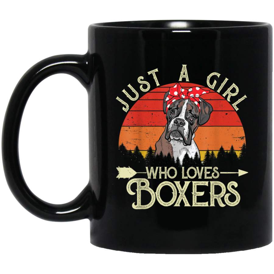 Funny Vintage Just A Girl Who Loves Boxers Dog Lover Mug