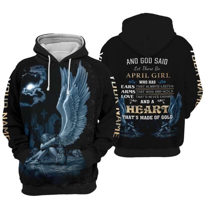 Custom Personalized Birthday April Girl Angel Hoodie