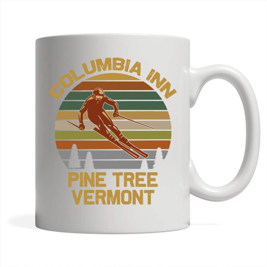 Columbia Inn Pine Tree Vermont, Classic Vintage Retro Design – Full-Wrap Coffee White Mug