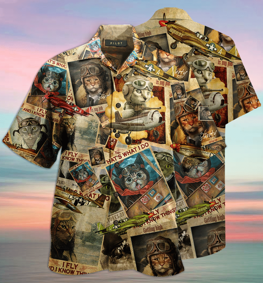 High Quality Amazing Pilot Cat Hawaii Shirt Ha91656