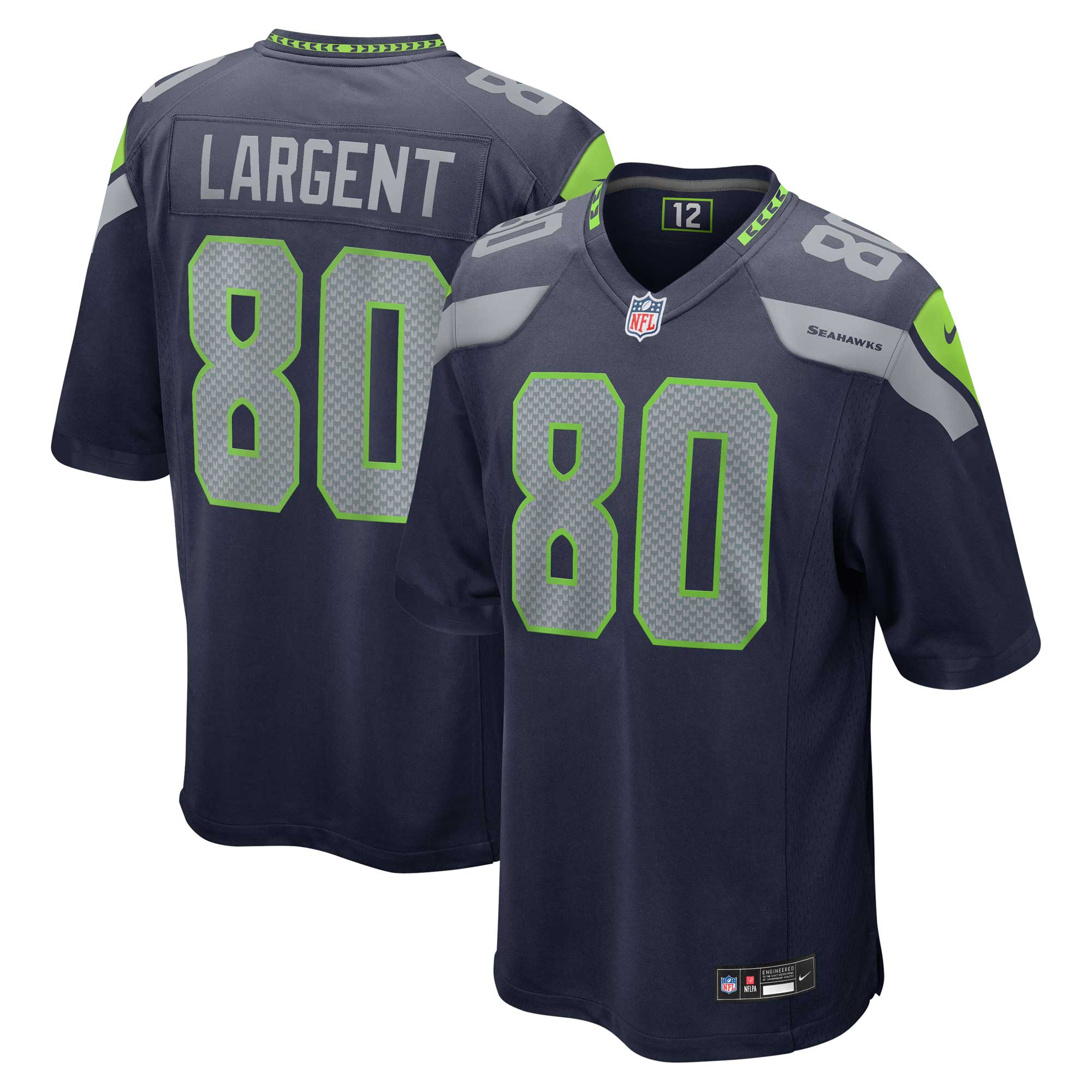 Men’s Seattle Seahawks Steve Largent College Navy Retired Player Game Jersey