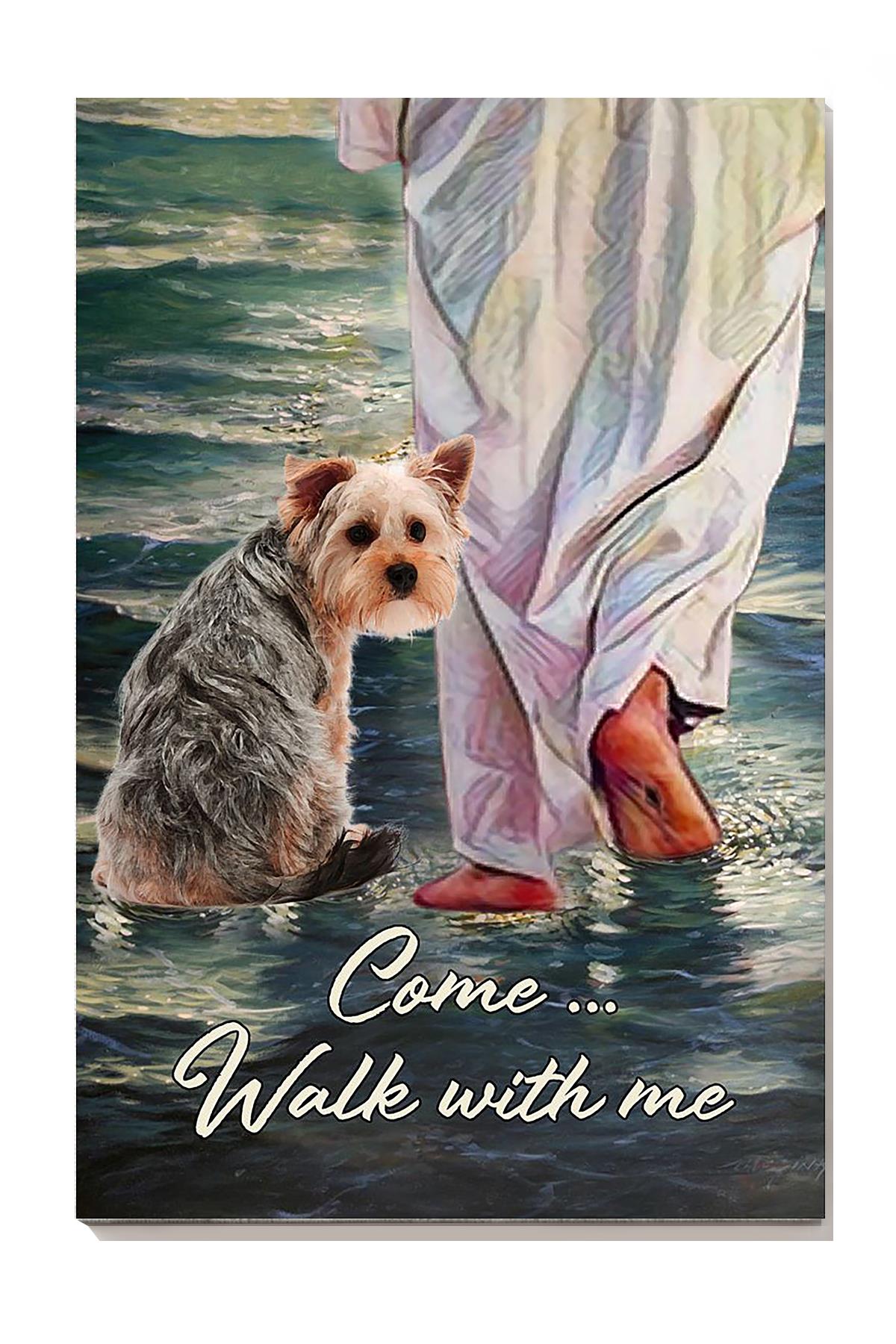 Cairn Terrier And Jesus Come Walk With Me God Wall Art For Home Decor Gift For Christian Wrapped Canvas