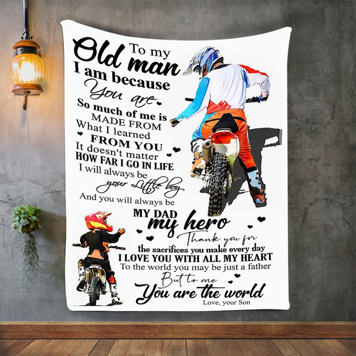 Biker To My Old Man Premium Fleece Blanket