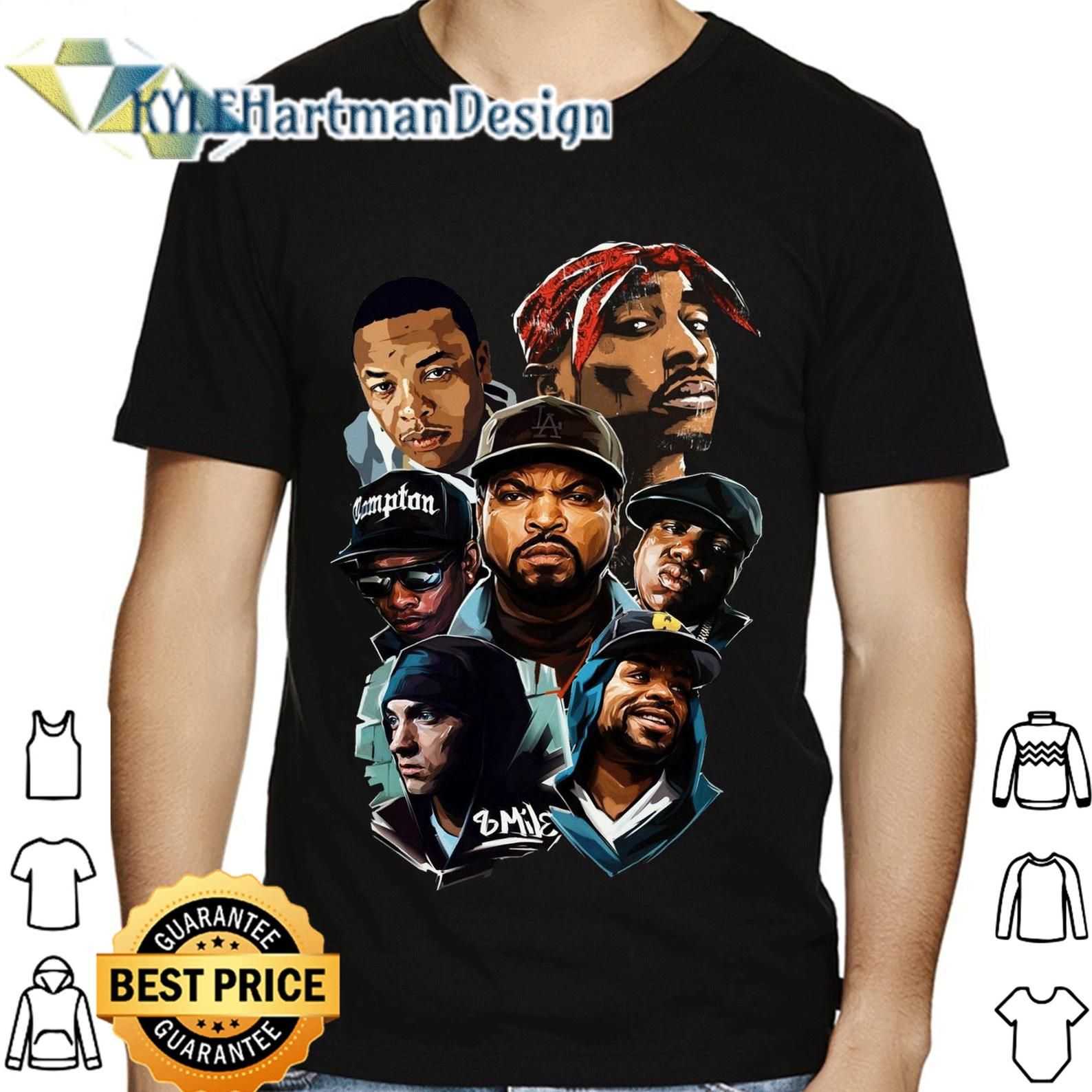 Team Rappers And Hip Hop 80S 90S Shirt Tupac Shakur 2Pac Biggie S Dr Dre Ice Cube Eminem