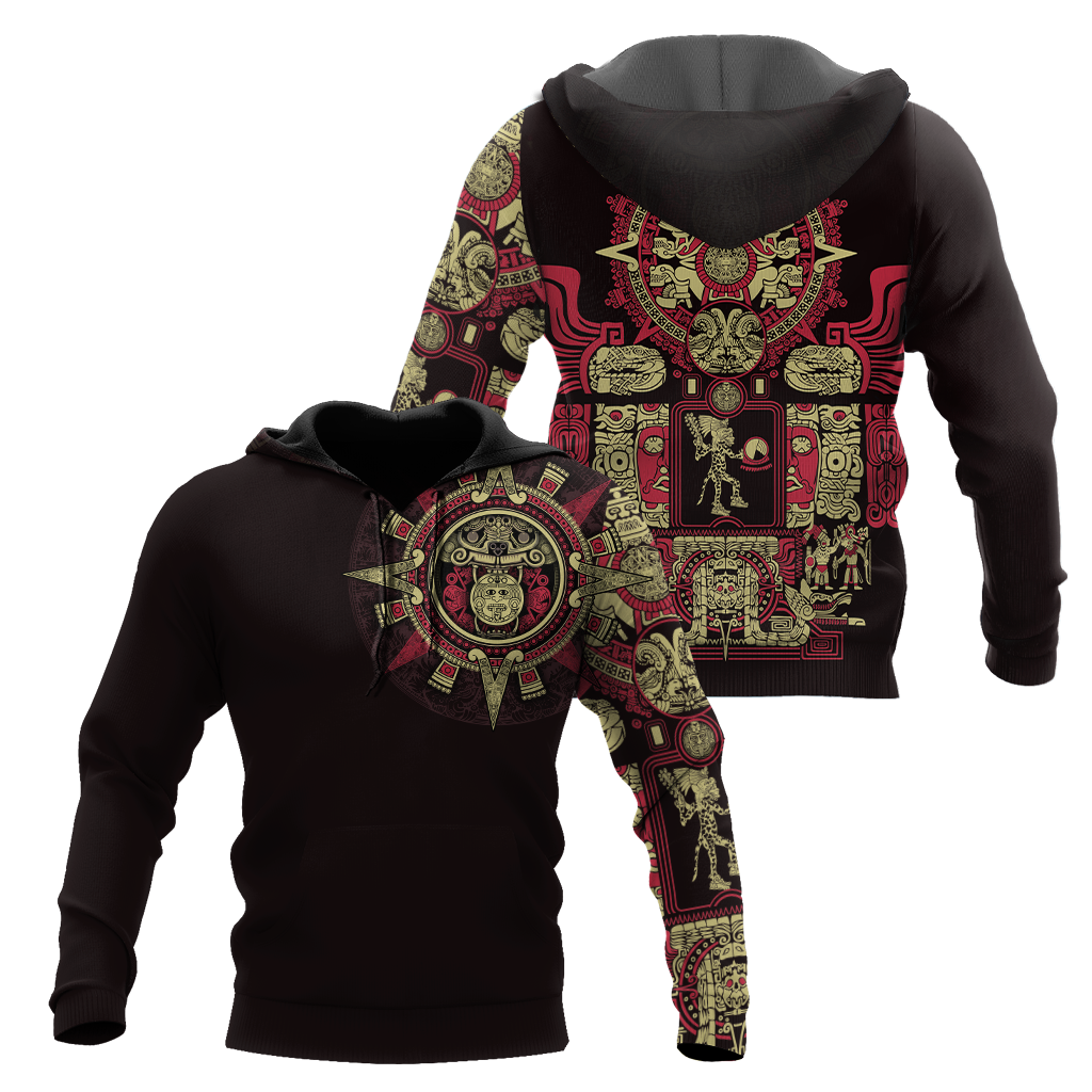 Aztec Mexican Red 3D All Over Printed Unisex Hoodie No3