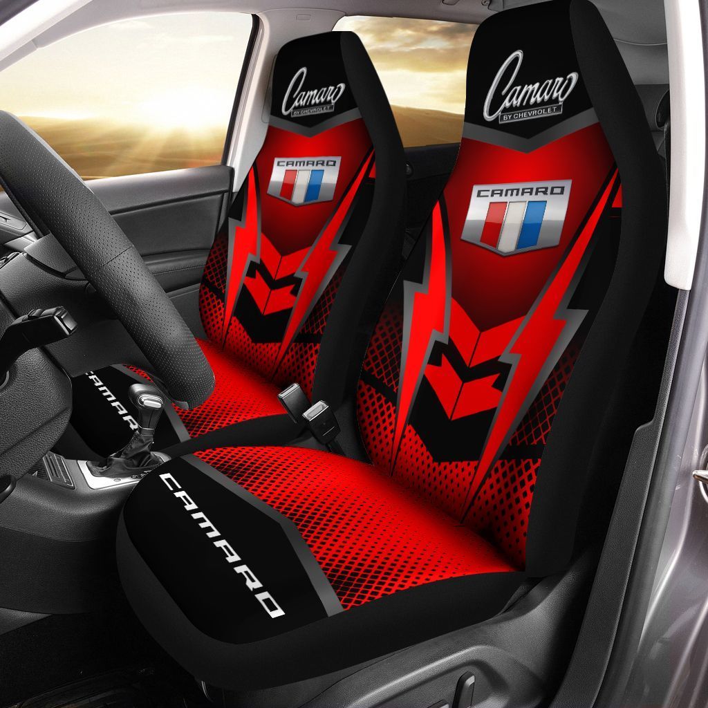 Chevrolet Camaro Tin -Hl Car Seat Cover (Set Of 2) Ver1 (Red)