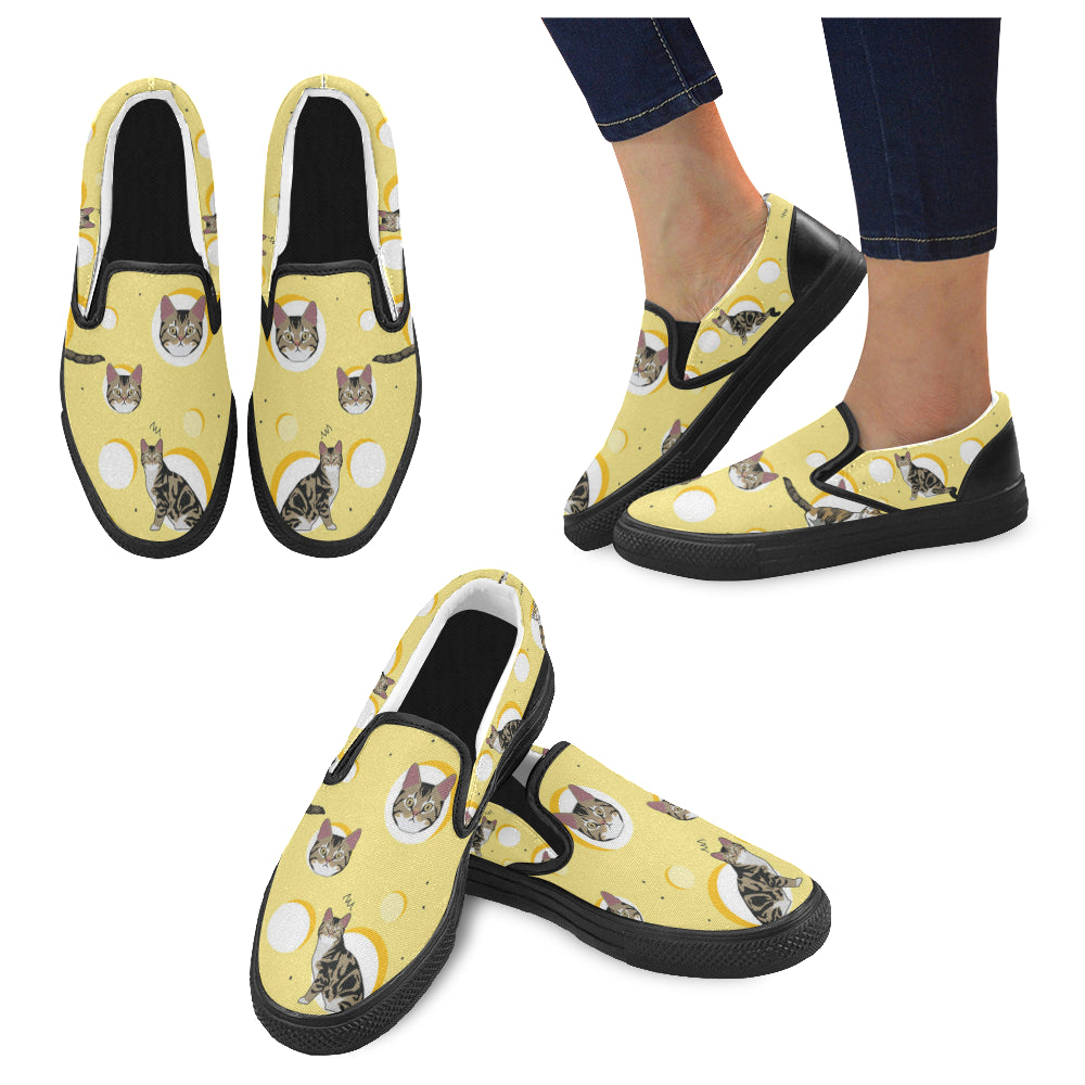 American Wirehair Black Women’s Slip-on Canvas Shoes