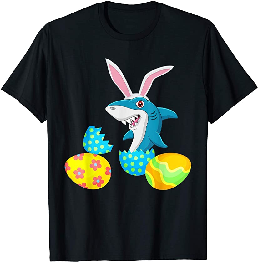 Cute Easter T-shirt Shark Eggs Colorful For Boys Girls Kids T-Shirt