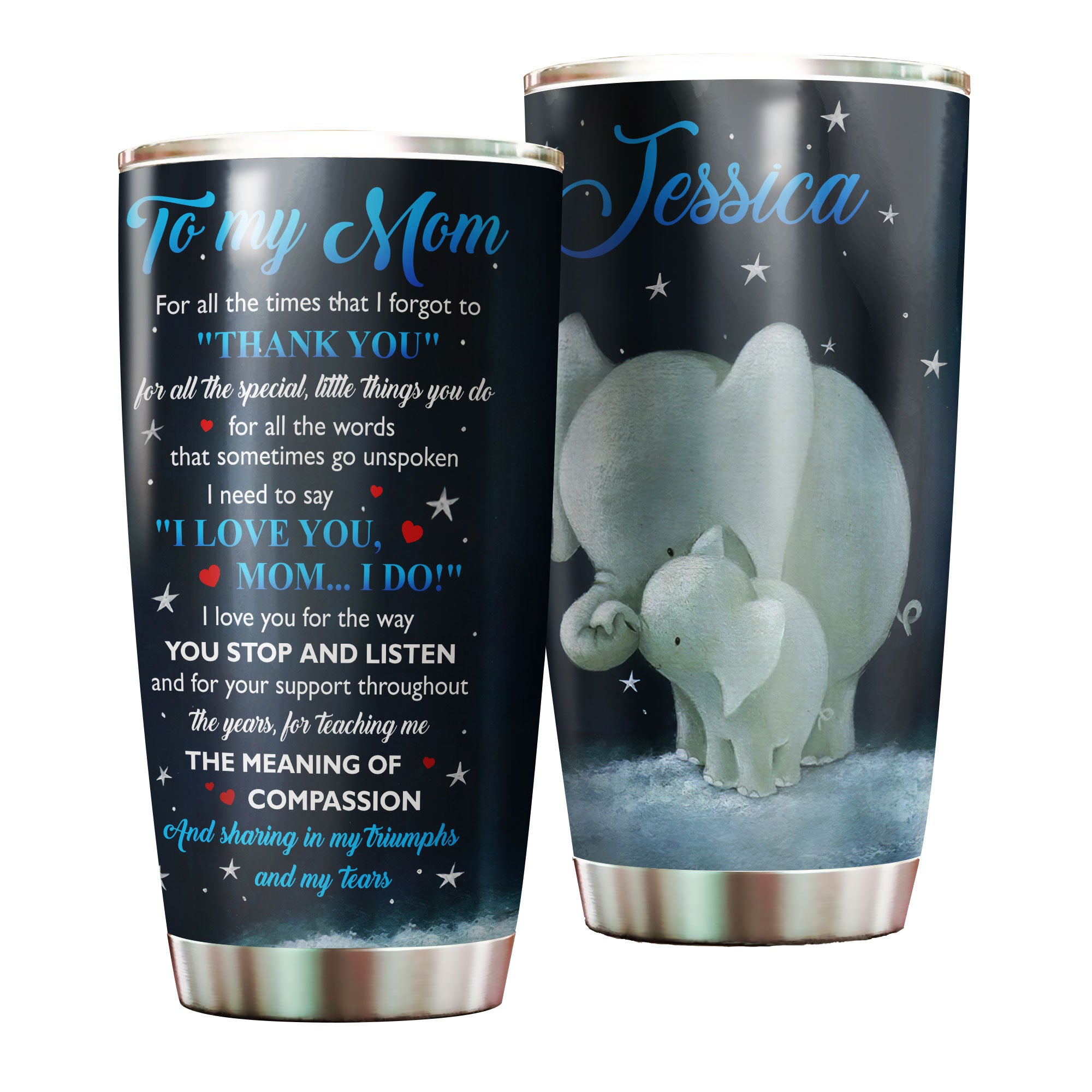 Personalized Loving Letter From Daughter To Mom Elephant Stainless Steel Tumbler-Double-Walled Insulated Gift For Mother’S Day