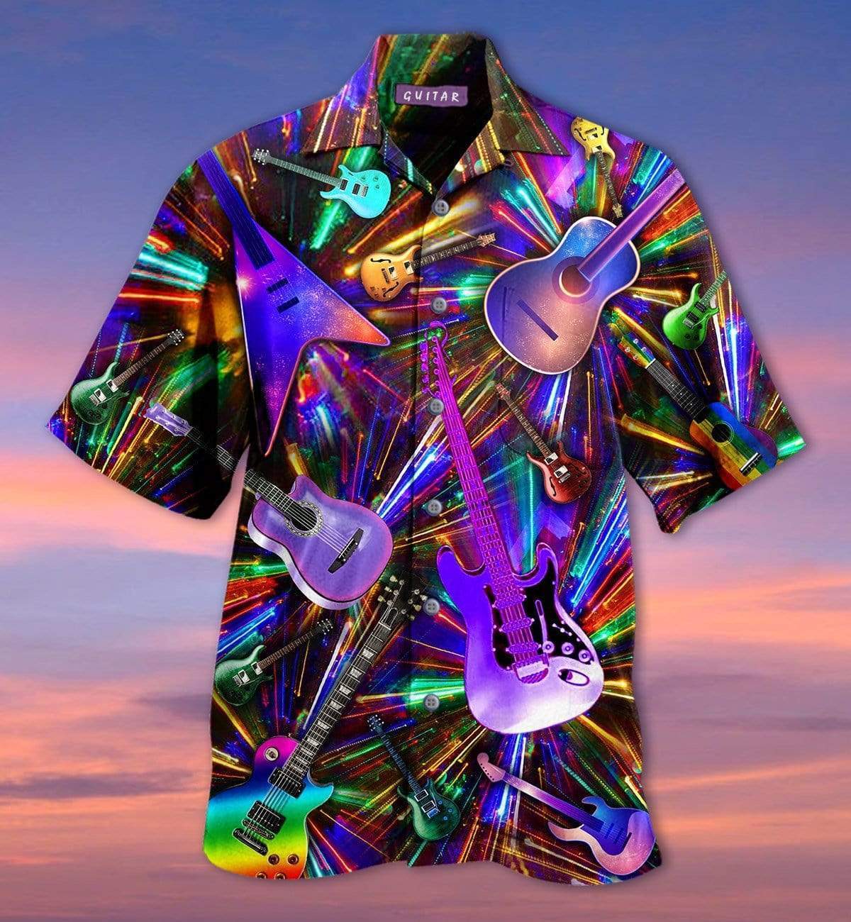 Colorful Light Guitar Hawaii Shirt For Men And Women Ha36808