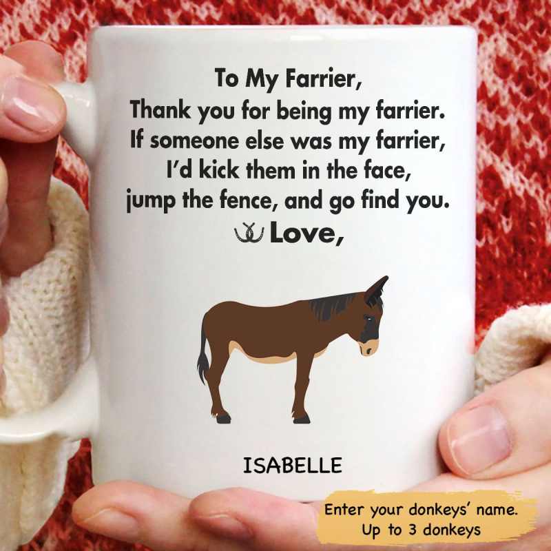 Personalized Mug Gift For Farrier From Your Donkey