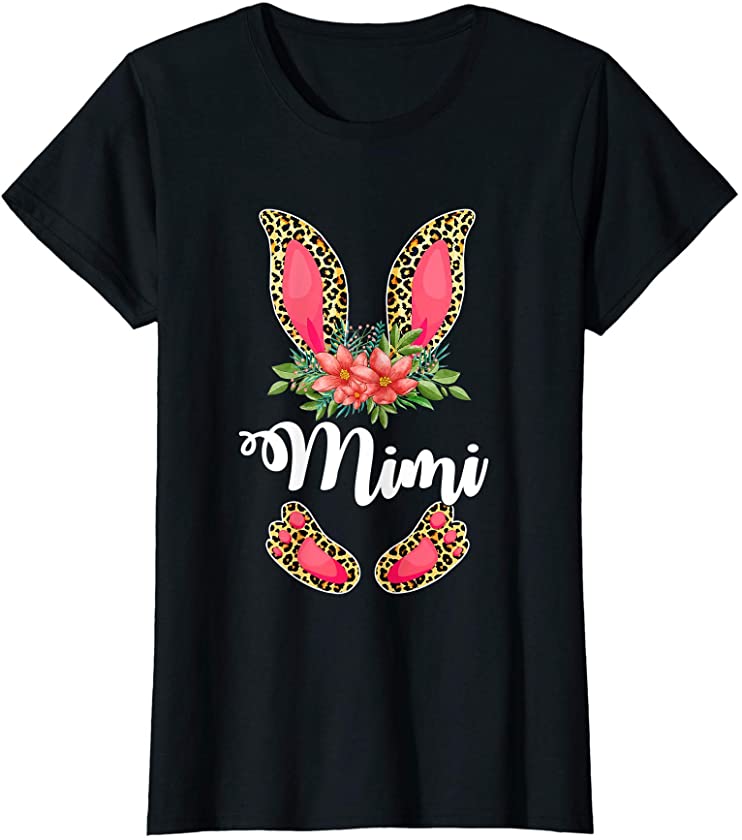 Womens Easter Day Gifts Cute Flower Mimi Leopard Bunny T-Shirt