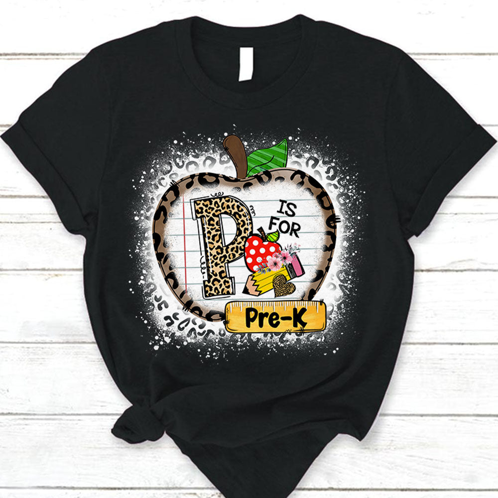 Grade Level Shirt P Is For Pre-K Leopard Apple Pencil Shirt For Teacher Hk10 Trhn