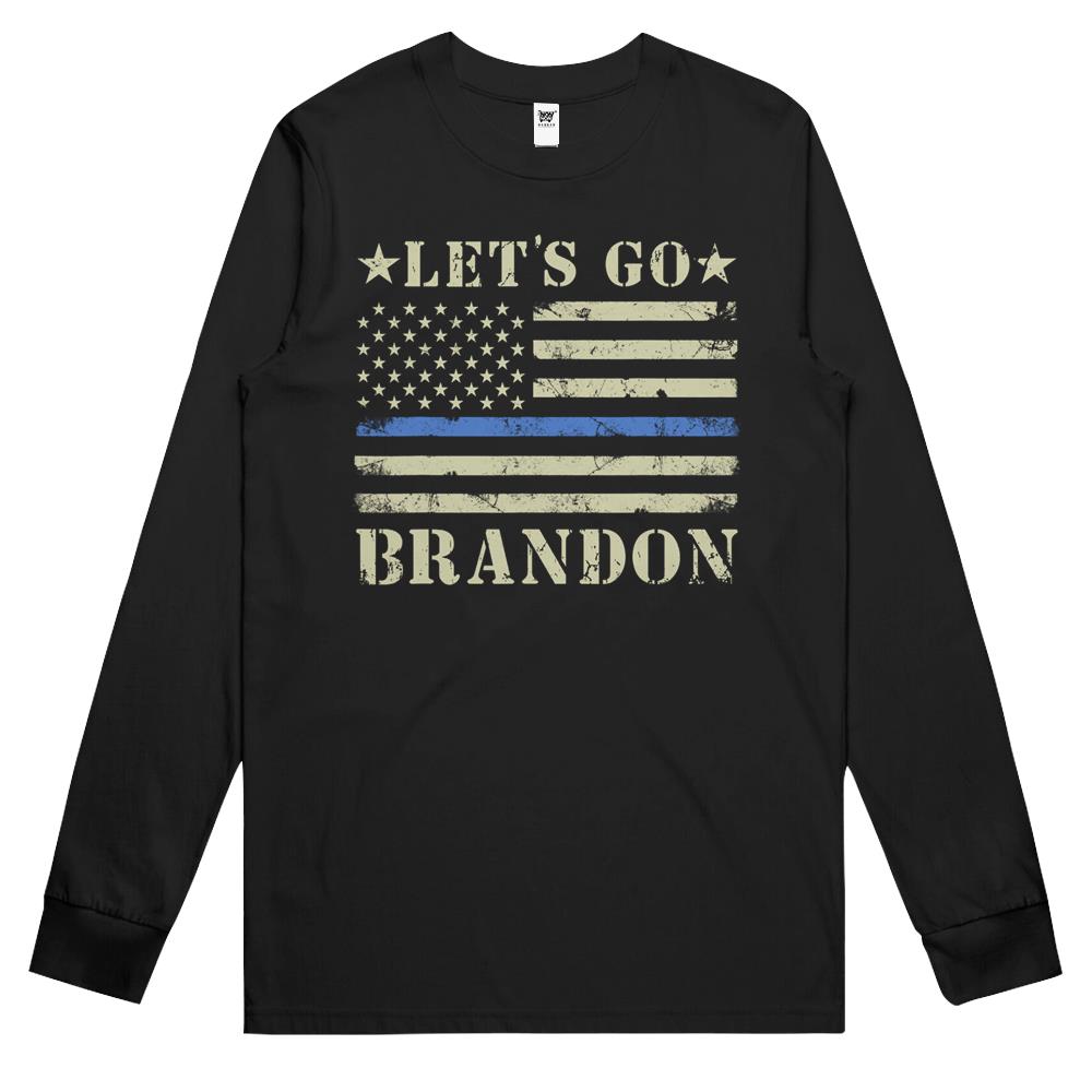 Let’S Go Brandon Lets Go Brandon Thin Blue Line Us Flag Long Sleeve T Shirts