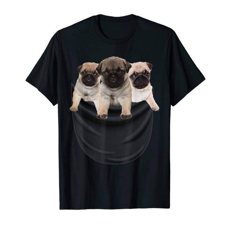 Pug Puppy Cute In Big Pocket T-shirt Dog Lover Gifts Women T-shirt