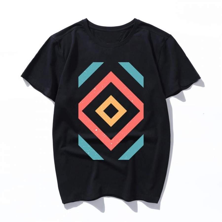 geometric design men t shirt top tee shirt women female ulzzang t-shirt Harajuku Casual Vintage Printing Funny girl tshirt