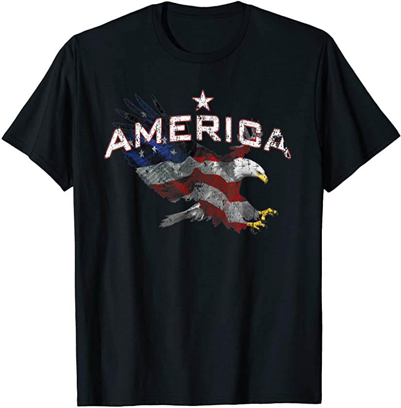 American Flag Eagle Cool Vintage Patriotic Independence Day T-Shirt