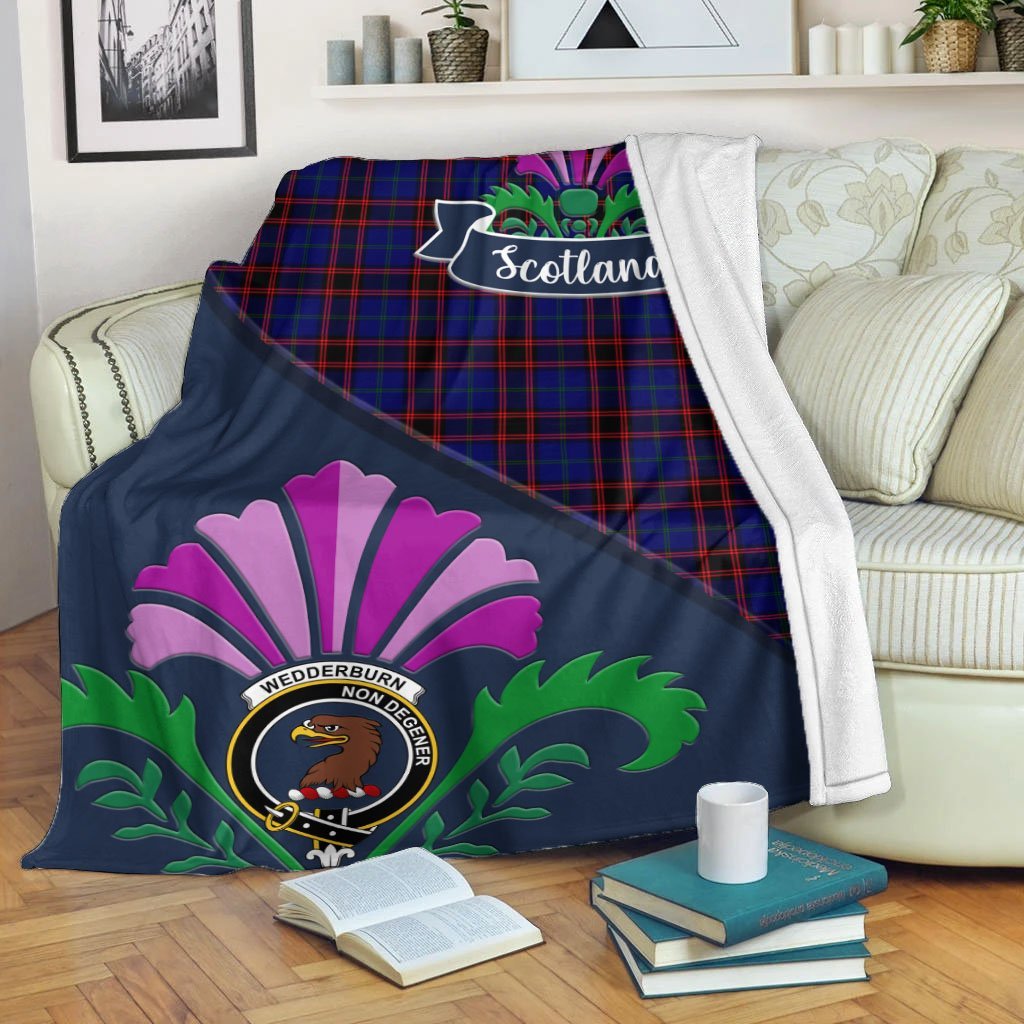 Wedderburn Crest Tartan Blanket Scotland Thistle A30