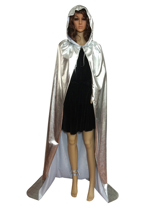 Adult Sliver Gold Hooded Cloak Cape Costume Cosplay For Men Women Carnival Halloween Fancy Dress Party Cape Cosplay Size S-XL alx