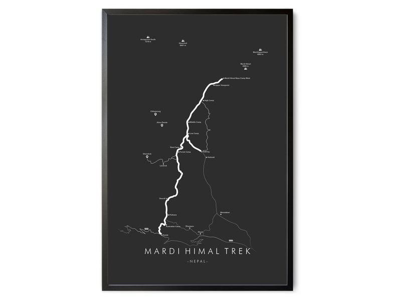 Poster Canvas Mardi Himal Trail Map | Mardi Himal Trail Poster | Nepal Hiking Poster Hiking Poster Wall Decor, Poster Gift Decor Home Decor Wall Art Visual Art