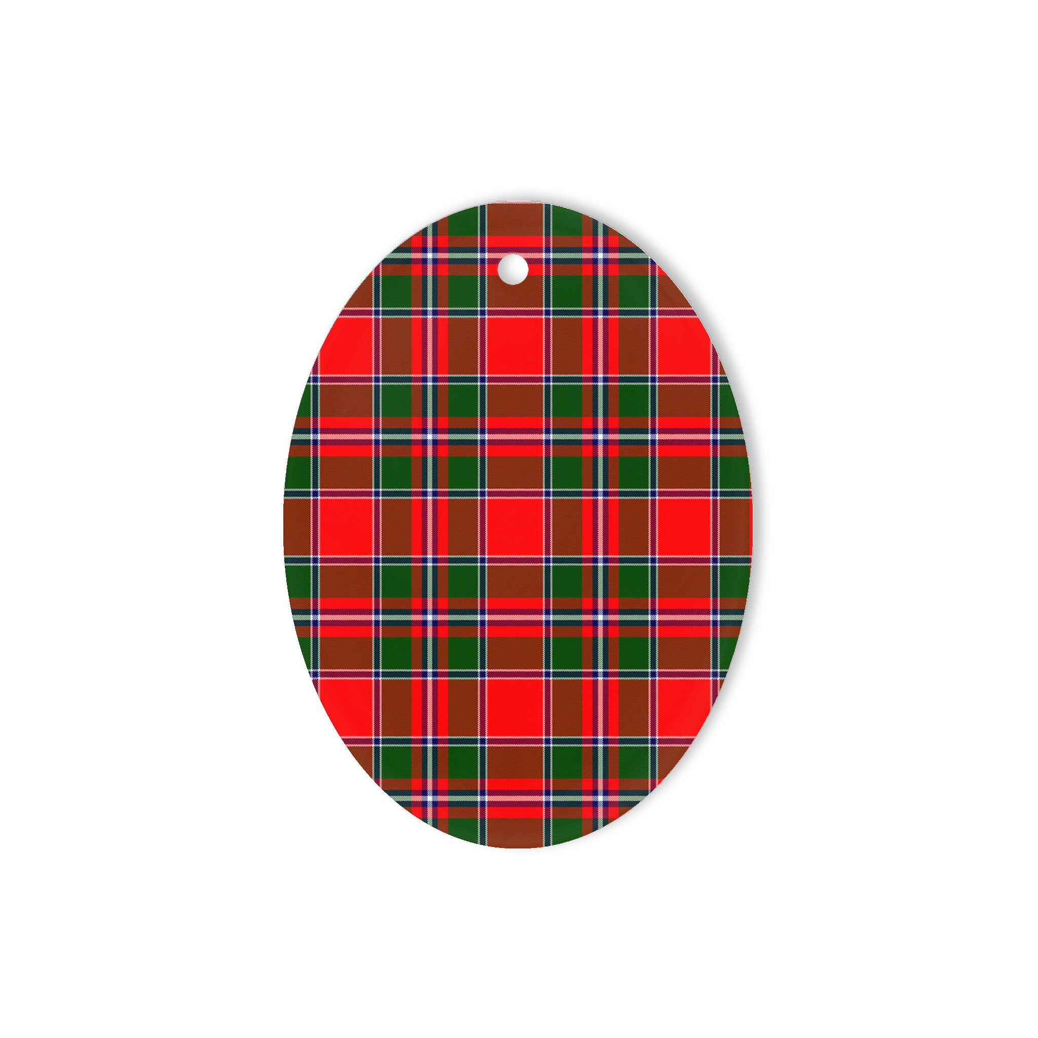 Spens Tartan Oval Ornaments, Christmas Tree Ornament, Plaid Christmas Ornaments, Ceramic Oval Christmas Tree Decoration