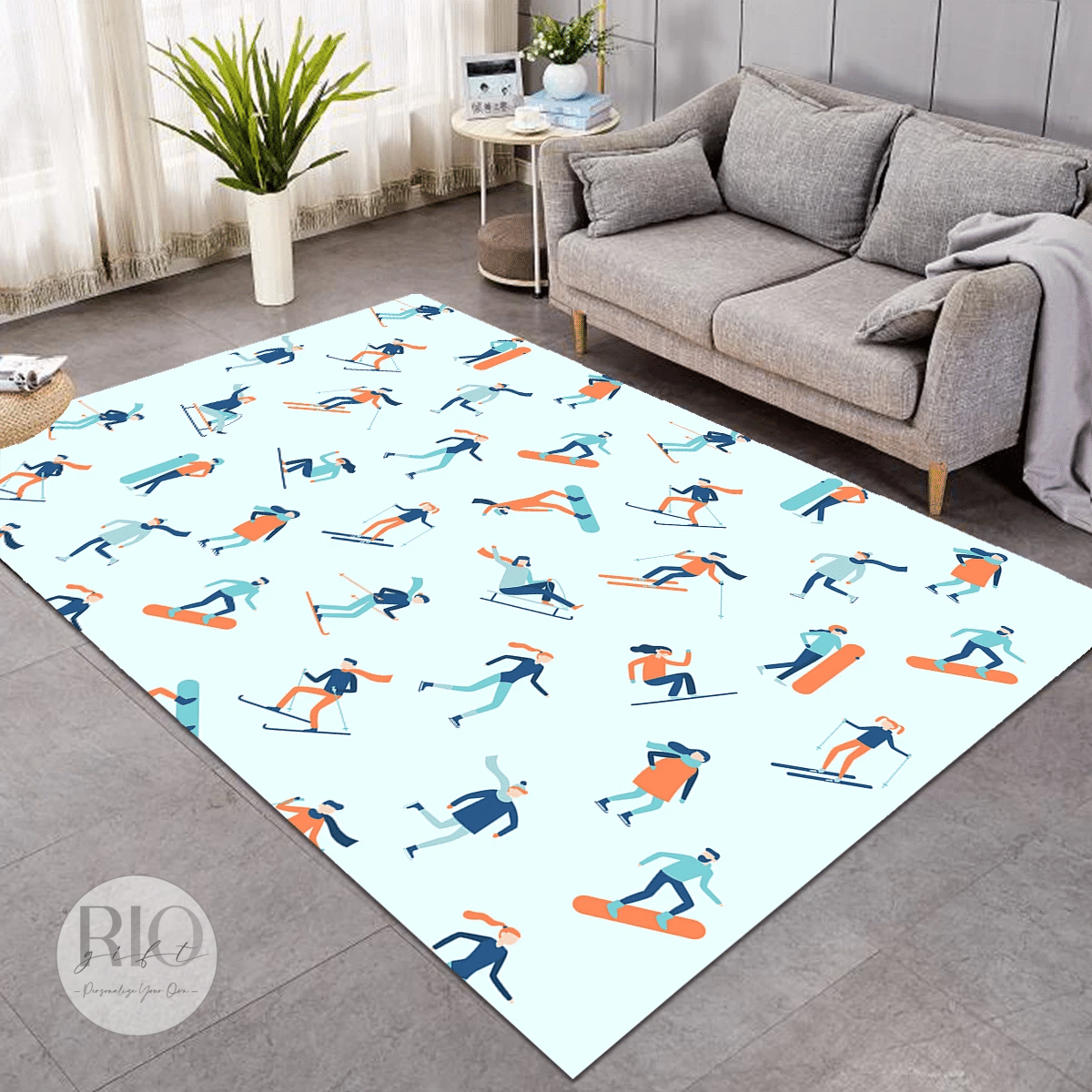 Winter Sports Rug Living Home Decor