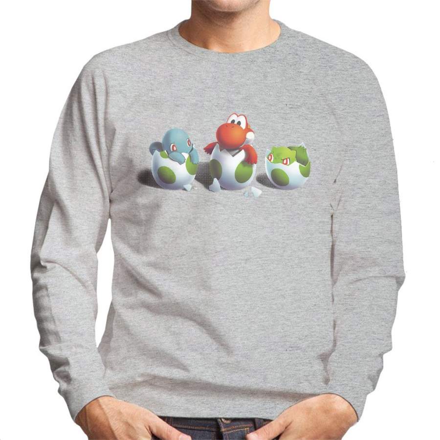 Super Mario Yoshis Island Hatching Pokemon Men’s Sweatshirt